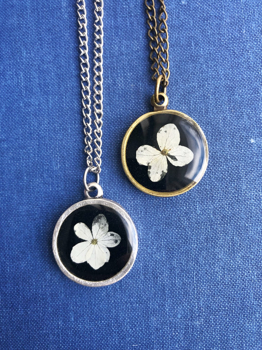Necklaces with white Hydrangea flowers