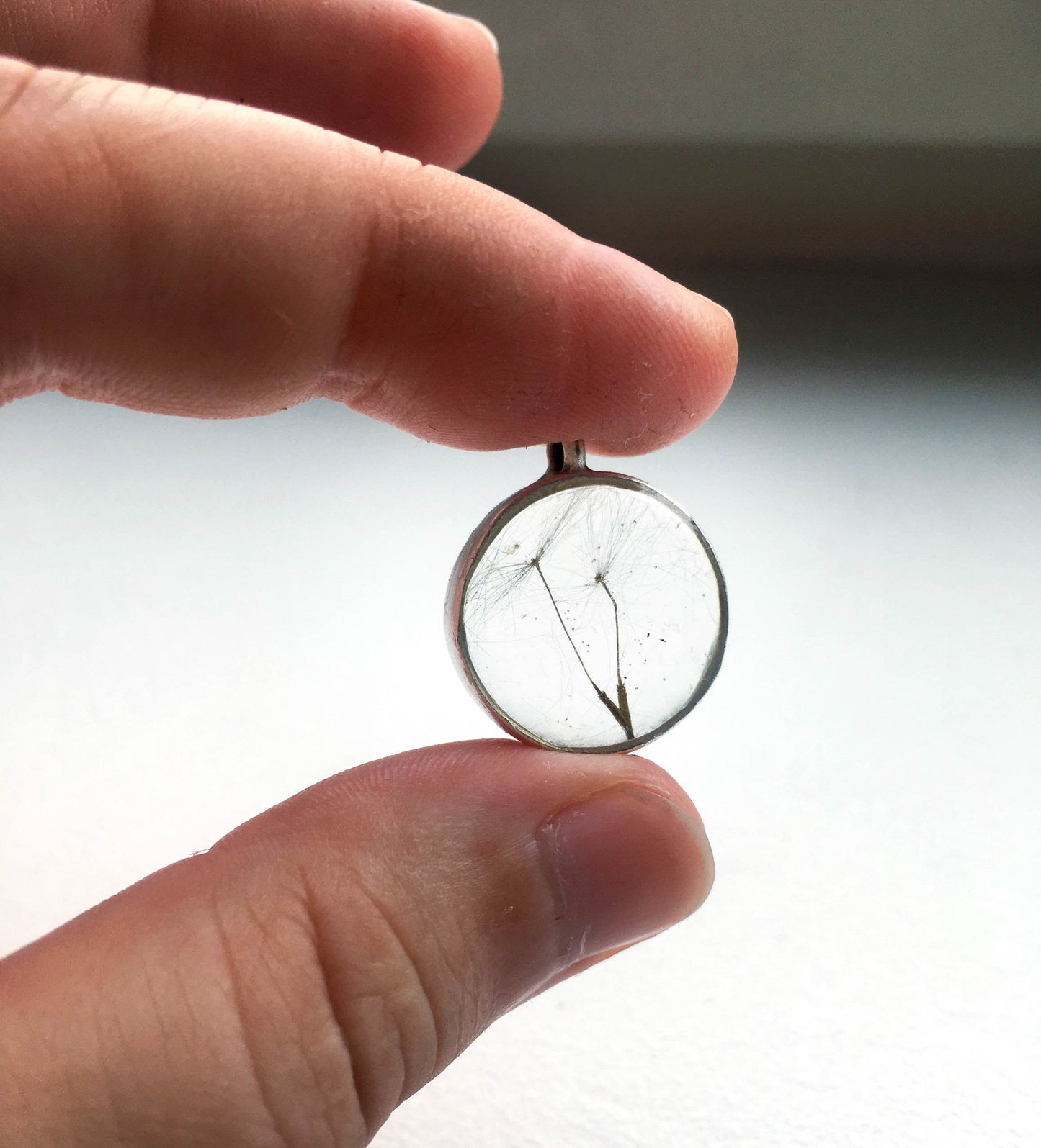Necklace with real dandelion seeds
