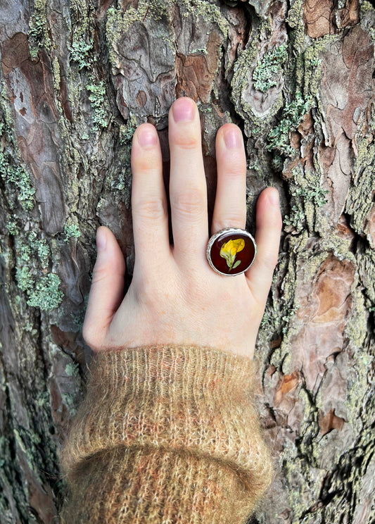 Burgundy Botanical Rings - M