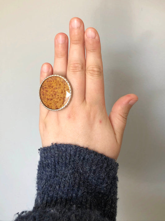 Large statement ring with yellow Aspen leaf