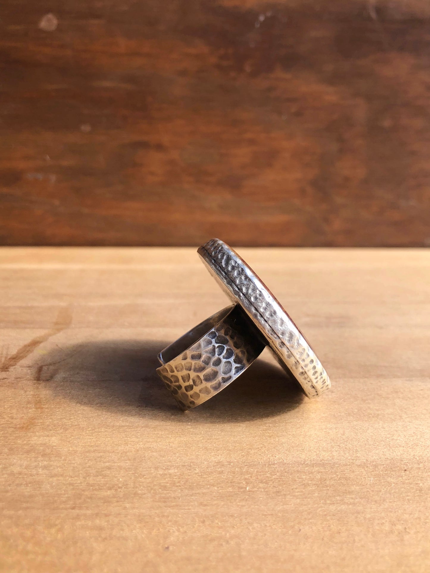 Large statement ring with gorgeous real Aspen leaf