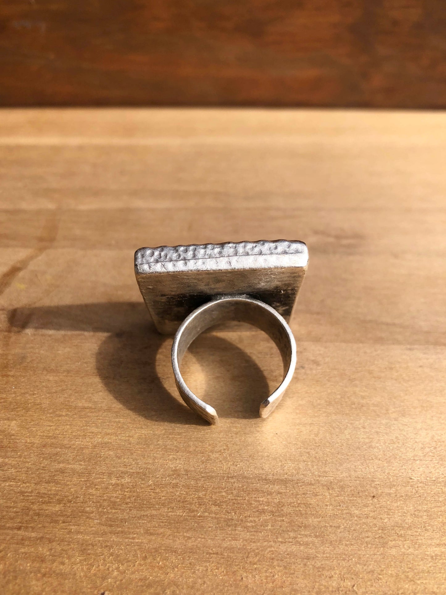 Large Square Ring with Hot Pink Peony Petal