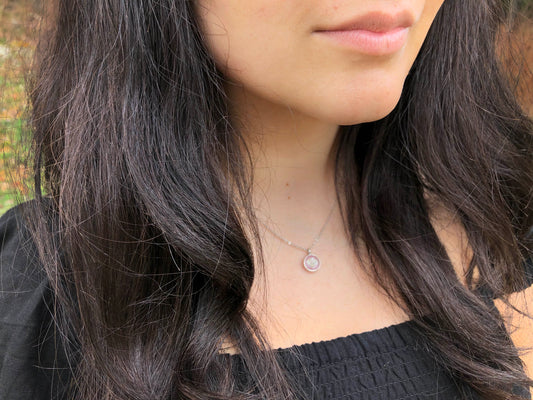 Small necklaces in pastel with real Baby's Breath flowers