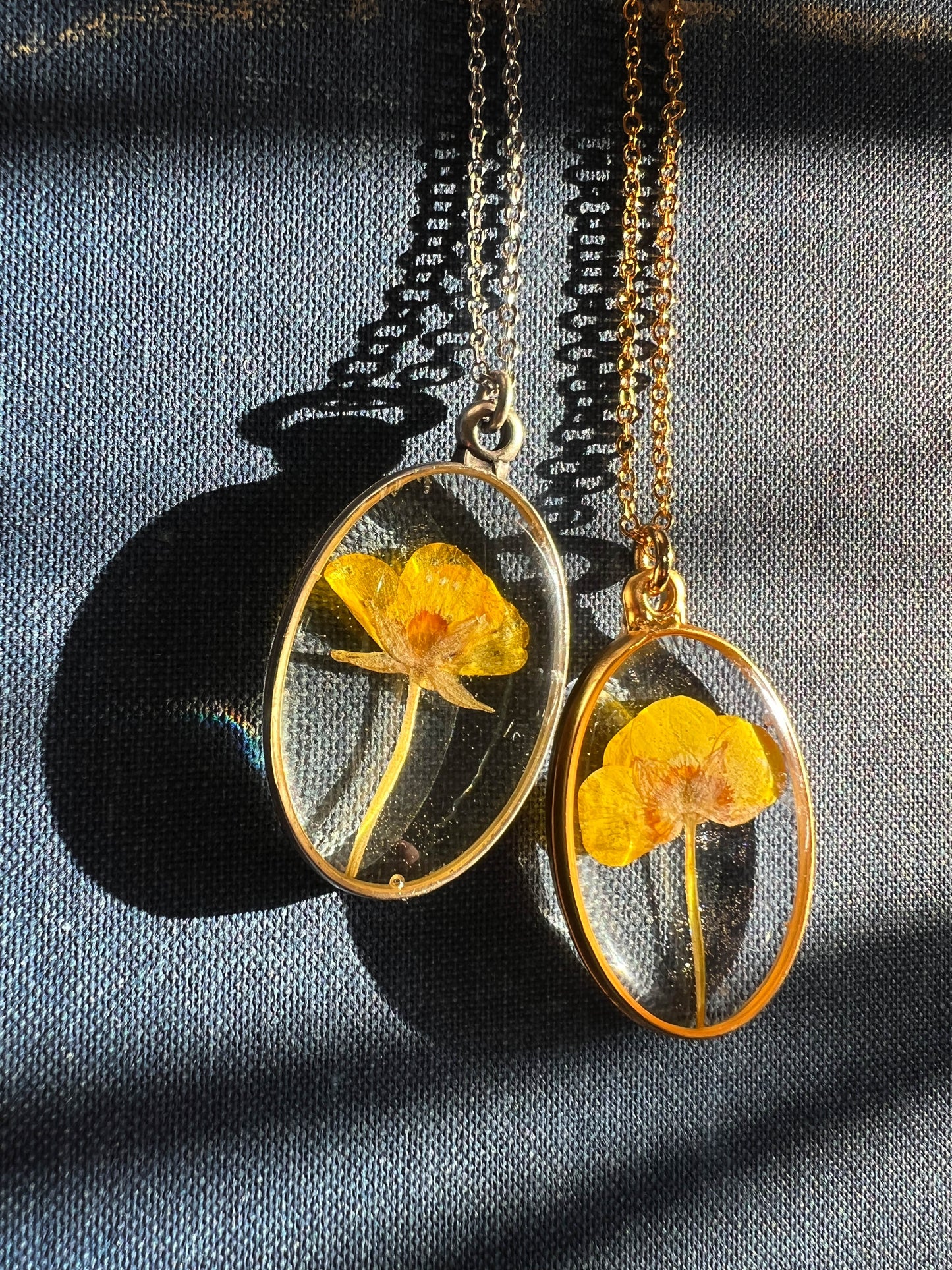 Golden Buttercup Oval Necklace