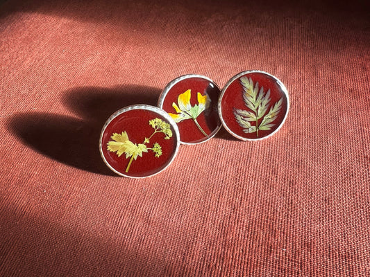 Burgundy Botanical Rings - XL