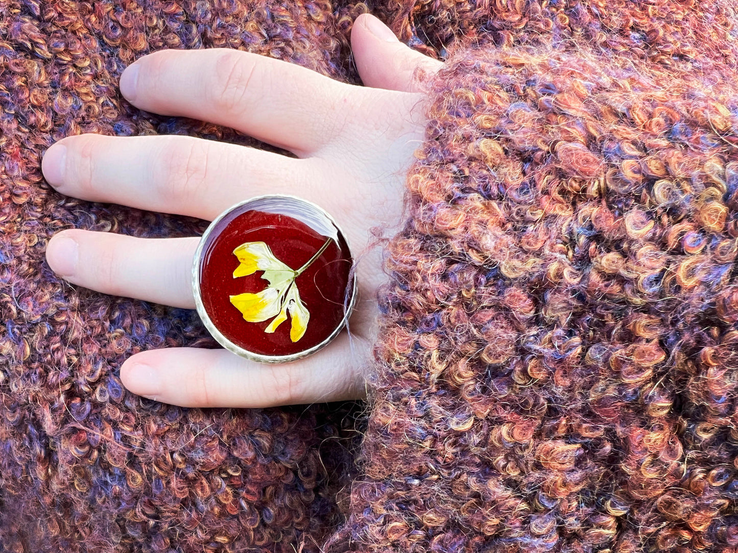 Burgundy Botanical Rings - XL