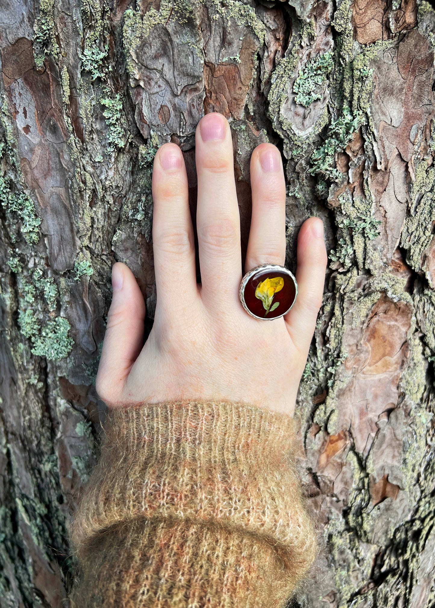 Burgundy Botanical Rings - M