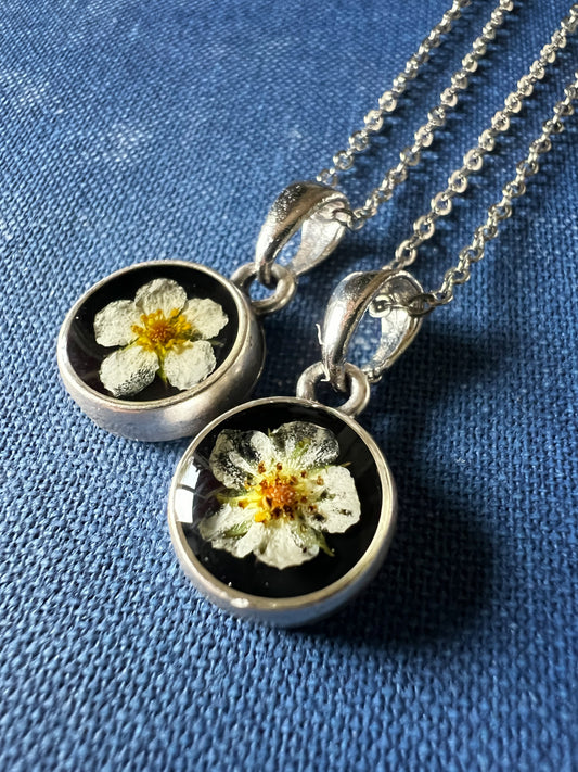 Wild strawberry flower necklace