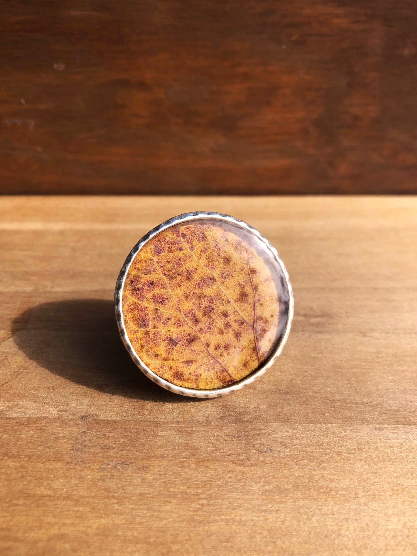 Large ring with yellow-dotted Aspen leaves