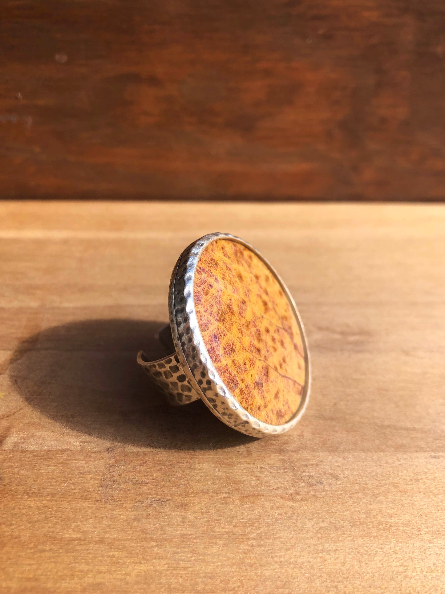 Large ring with yellow-dotted Aspen leaves