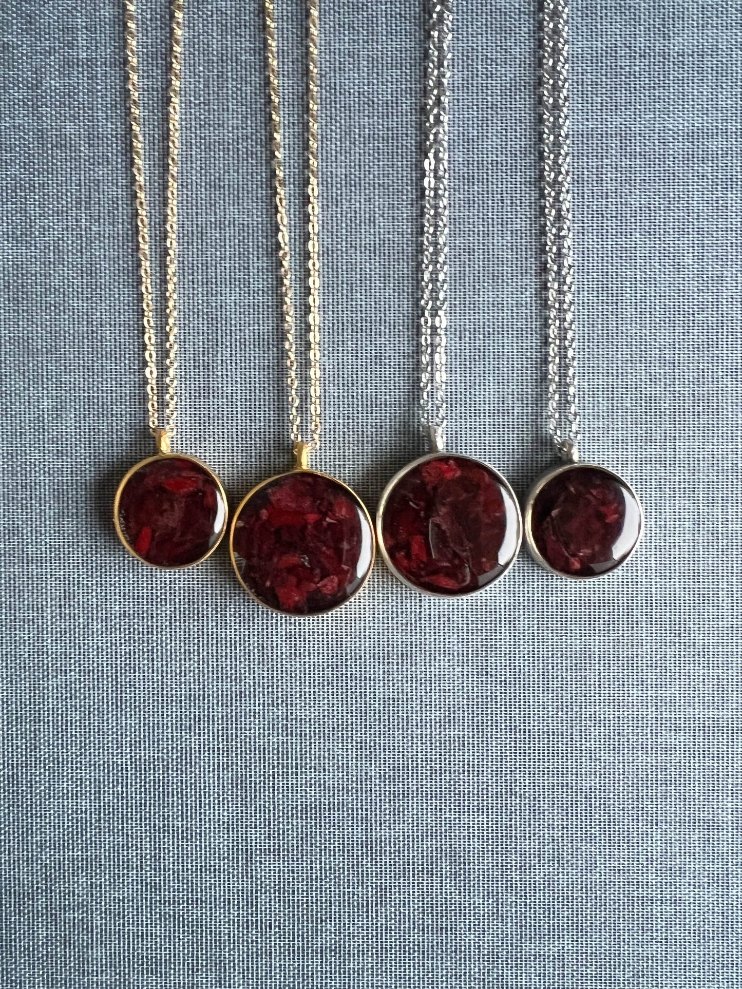 Valentine’s Day Necklace – Deep Red Rose Petals