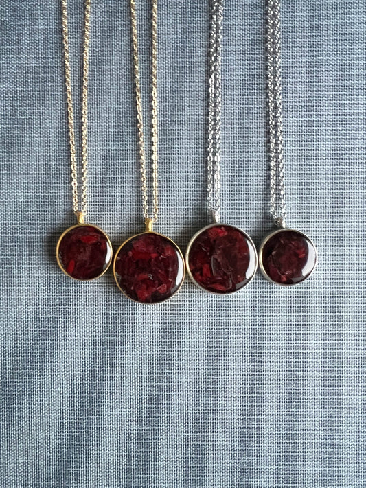 Valentine’s Day Necklace – Deep Red Rose Petals