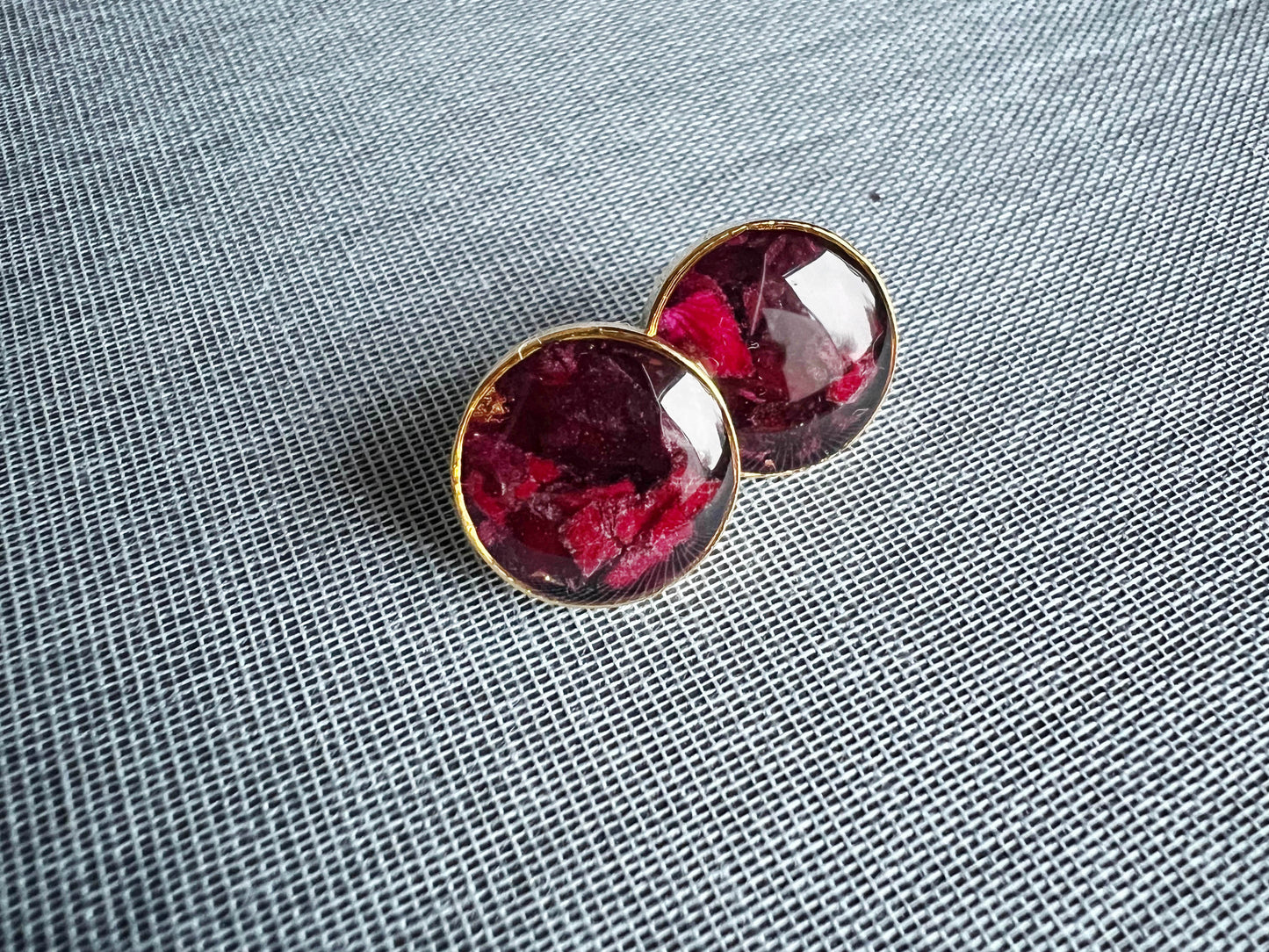 Valentine’s Day Earrings – Deep Red Rose Petals