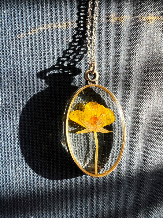 Golden Buttercup Oval Necklace